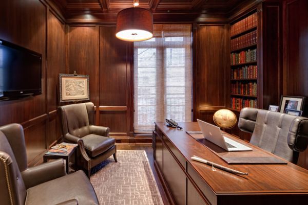 wood paneled office